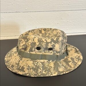 Bucket Hat Mens Size 8 Camouflage Camo Green Brown Military Hot Weather Wear Hat